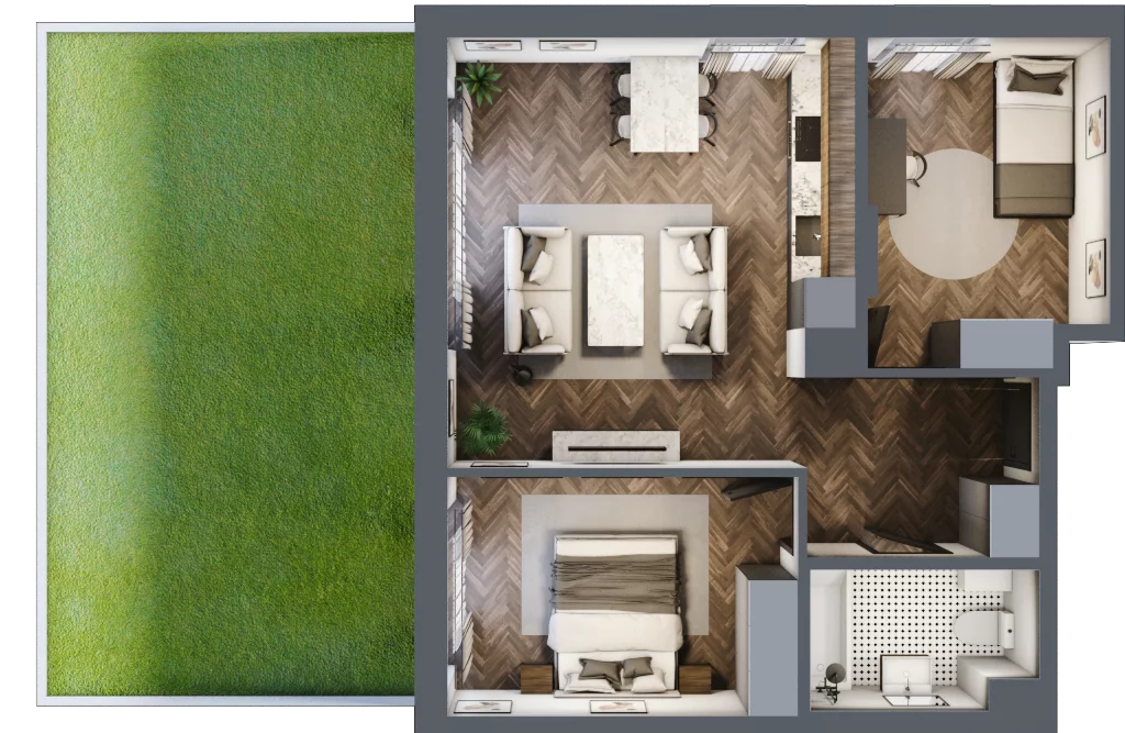 3 pokoje, apartament 56,27 m², parter, oferta nr B28, Augustówka Residence, Warszawa, Mokotów, Augustówka, ul. Kostrzyńska 18