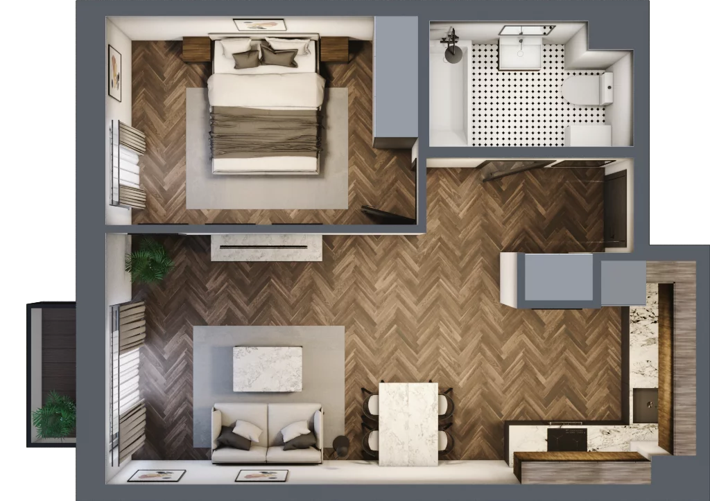 2 pokoje, mieszkanie 43,90 m², piętro 1, oferta nr B33, Augustówka Residence, Warszawa, Mokotów, Augustówka, ul. Kostrzyńska 18
