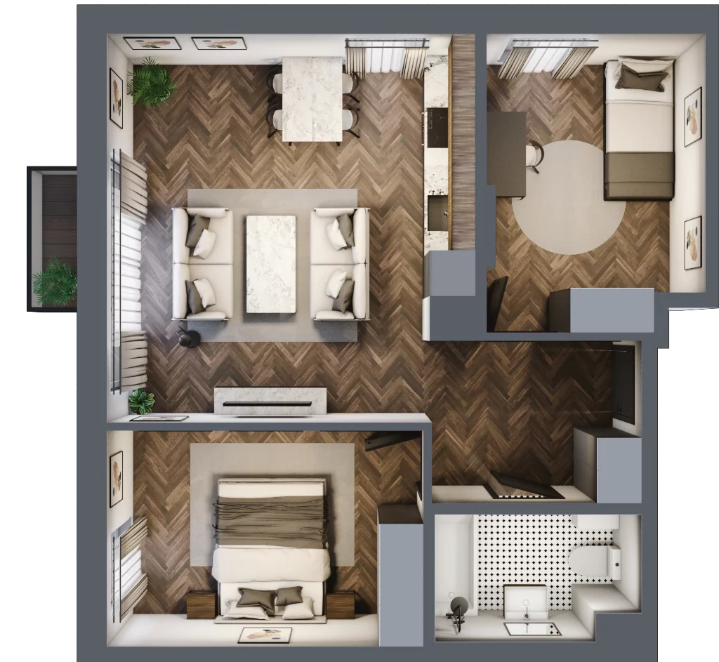 3 pokoje, apartament 56,27 m², piętro 1, oferta nr B37, Augustówka Residence, Warszawa, Mokotów, Augustówka, ul. Kostrzyńska 18