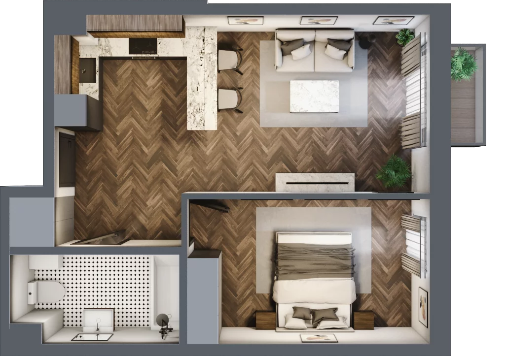 2 pokoje, mieszkanie 43,44 m², piętro 2, oferta nr B41, Augustówka Residence, Warszawa, Mokotów, Augustówka, ul. Kostrzyńska 18