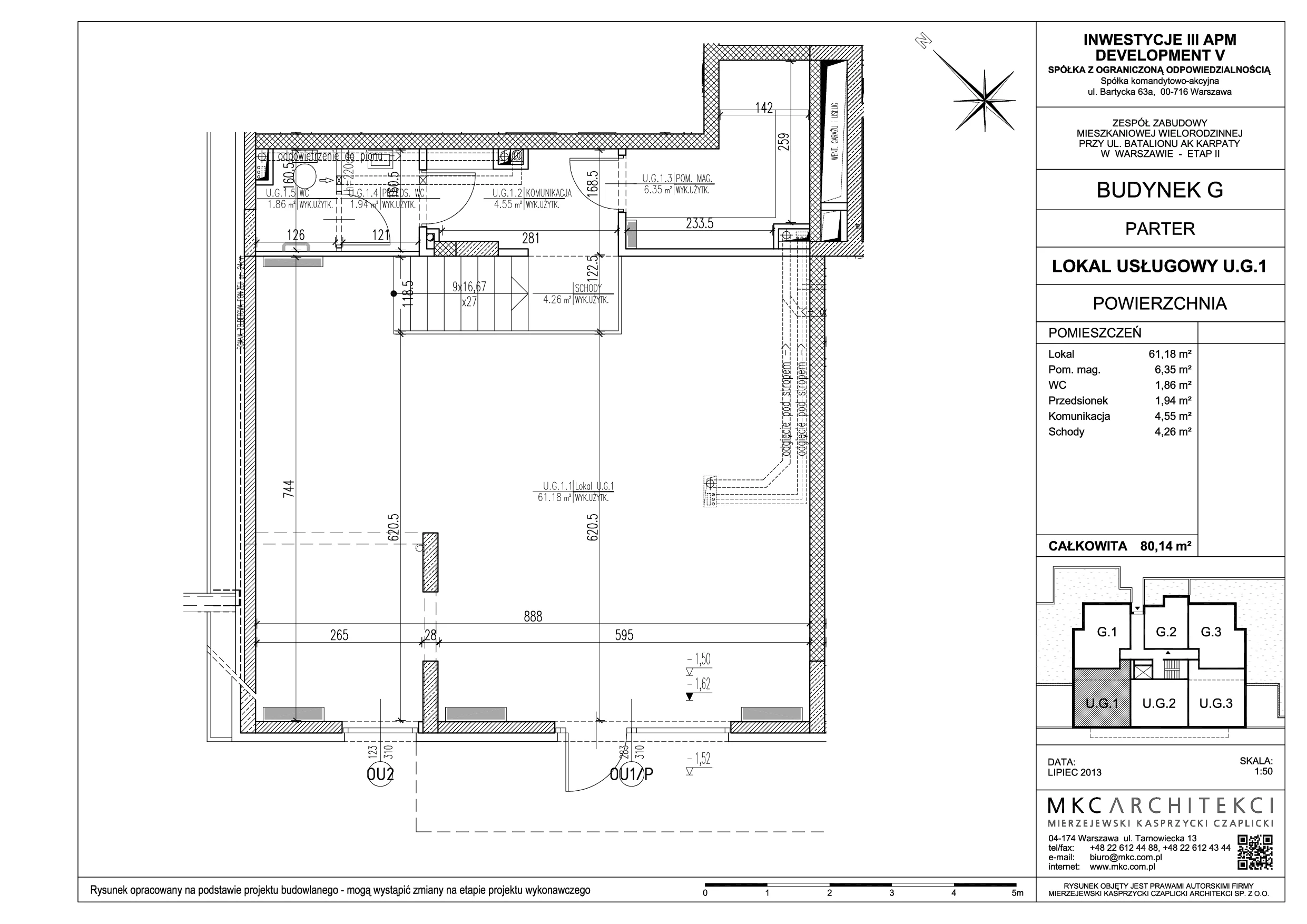 Lokal użytkowy 81,92 m², oferta nr U.G.1, Osiedle Bluszczańska - lokale użytkowe, Warszawa, Mokotów, Czerniaków, ul. Bluszczańska