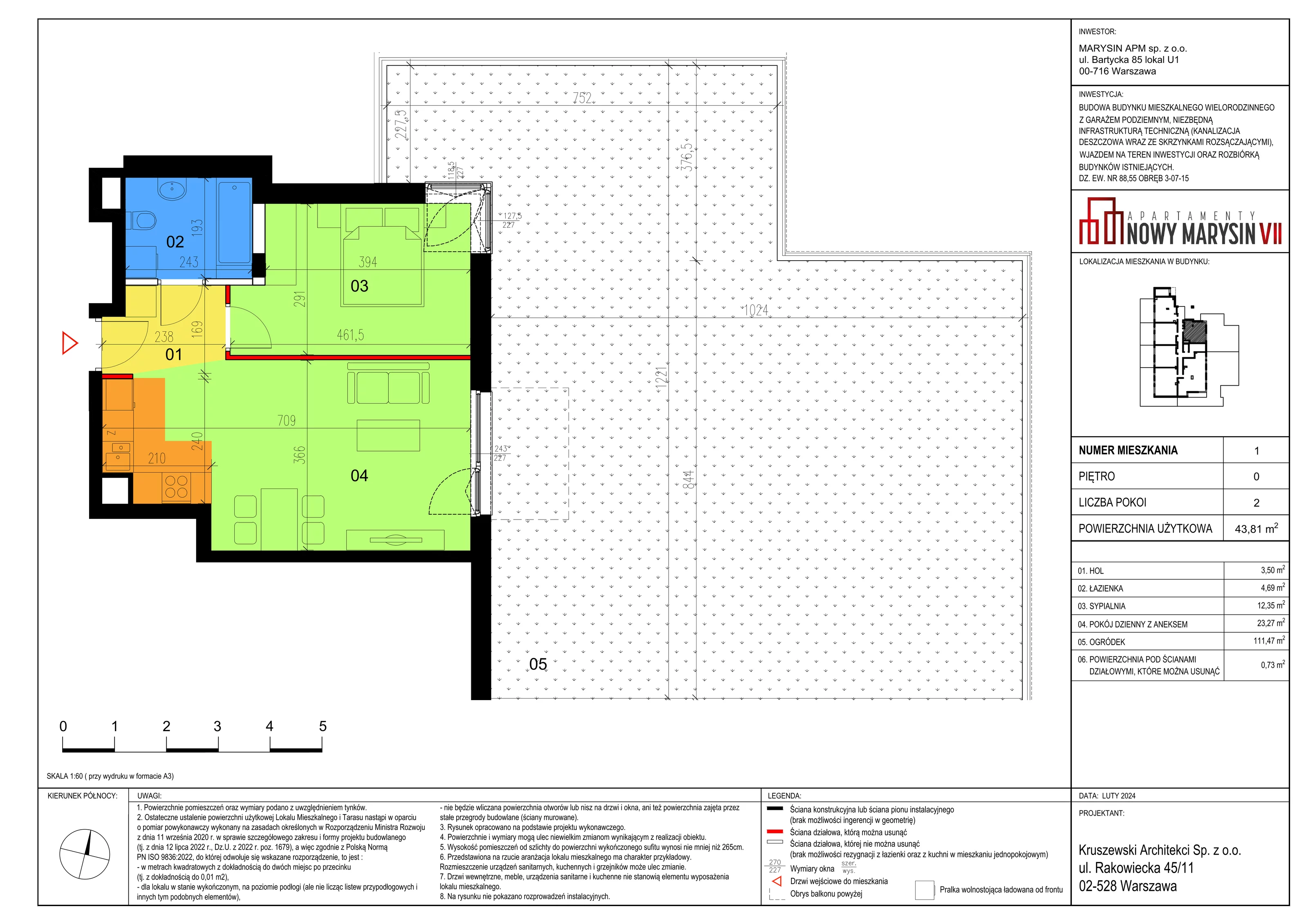 Mieszkanie 43,81 m², parter, oferta nr VII_1, Apartamenty Marysin, Warszawa, Wawer, Marysin Wawerski, ul. Bluszczowa 14