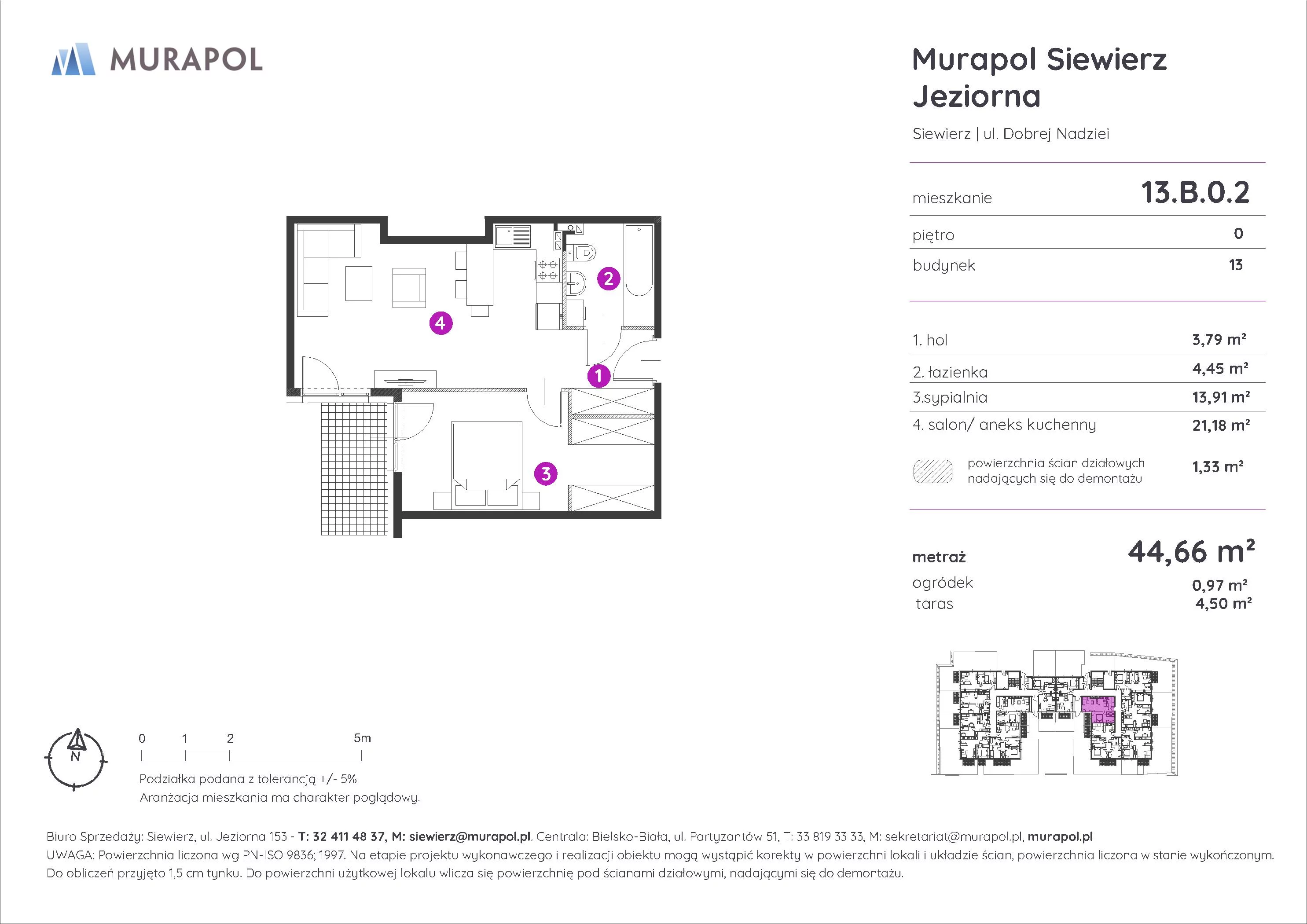 Mieszkanie 44,66 m², parter, oferta nr 13.B.0.2, Murapol Siewierz Jeziorna - Gotowe mieszkania, Siewierz, ul. Jeziorna 153