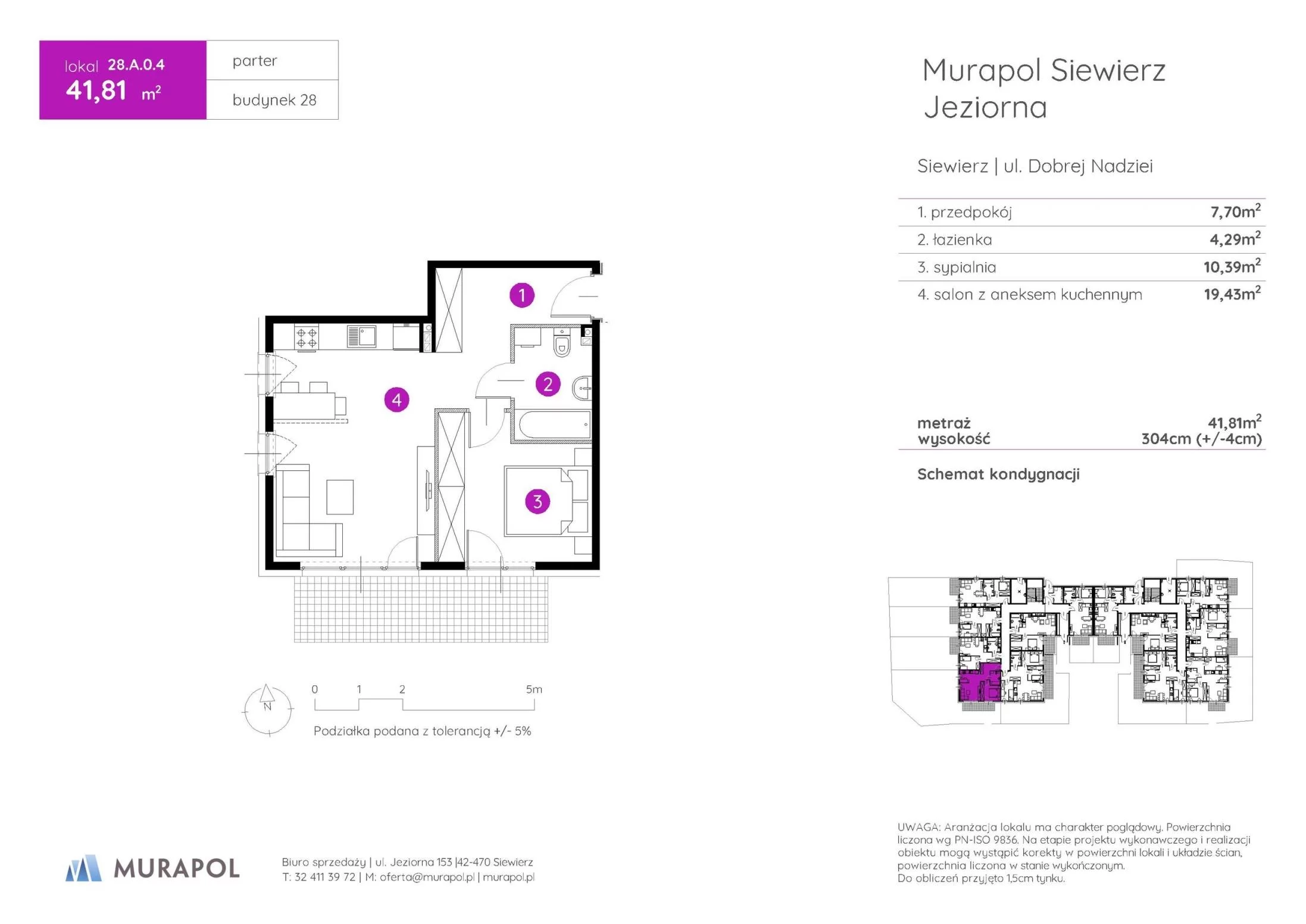 2 pokoje, mieszkanie 41,81 m², parter, oferta nr 28.A.0.4, Murapol Siewierz Jeziorna - Gotowe mieszkania, Siewierz, ul. Jeziorna 153