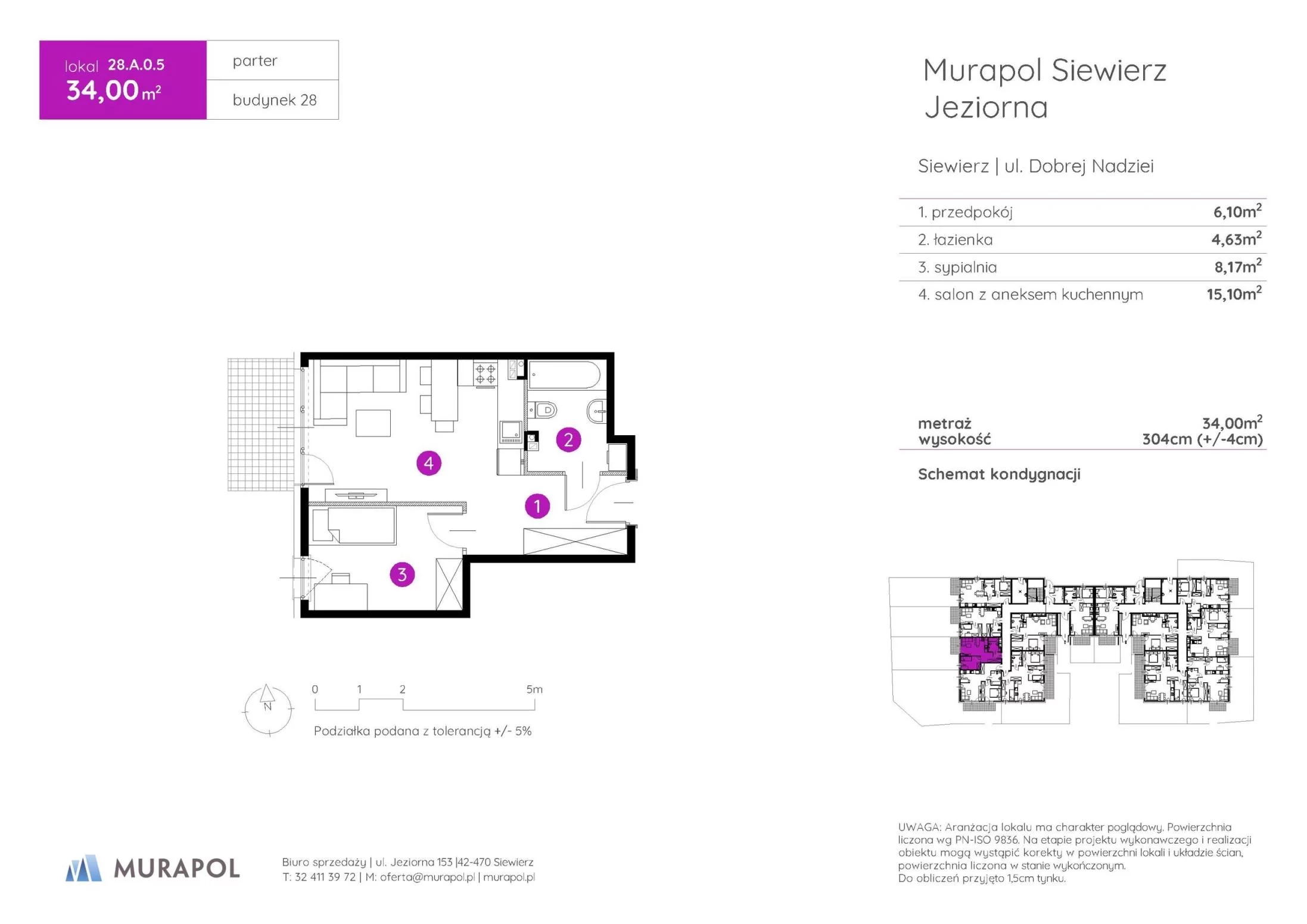 2 pokoje, mieszkanie 34,00 m², parter, oferta nr 28.A.0.5, Murapol Siewierz Jeziorna - Gotowe mieszkania, Siewierz, ul. Jeziorna 153