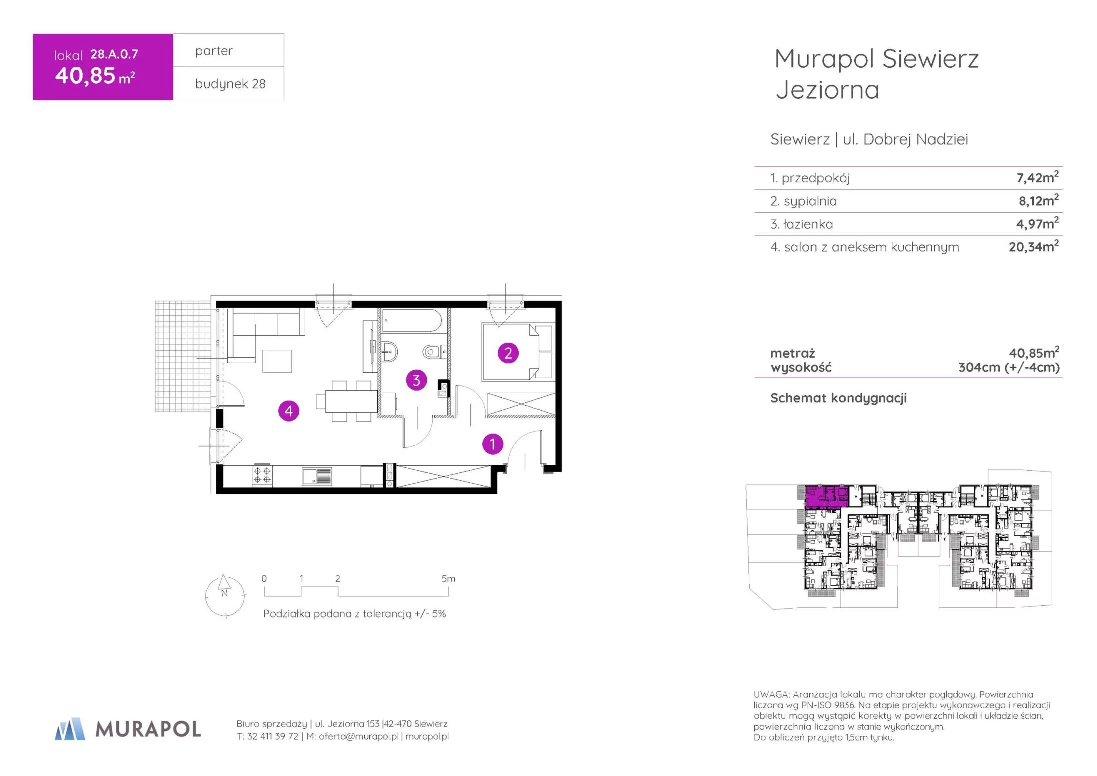 2 pokoje, mieszkanie 40,85 m², parter, oferta nr 28.A.0.7, Murapol Siewierz Jeziorna - Gotowe mieszkania, Siewierz, ul. Jeziorna 153