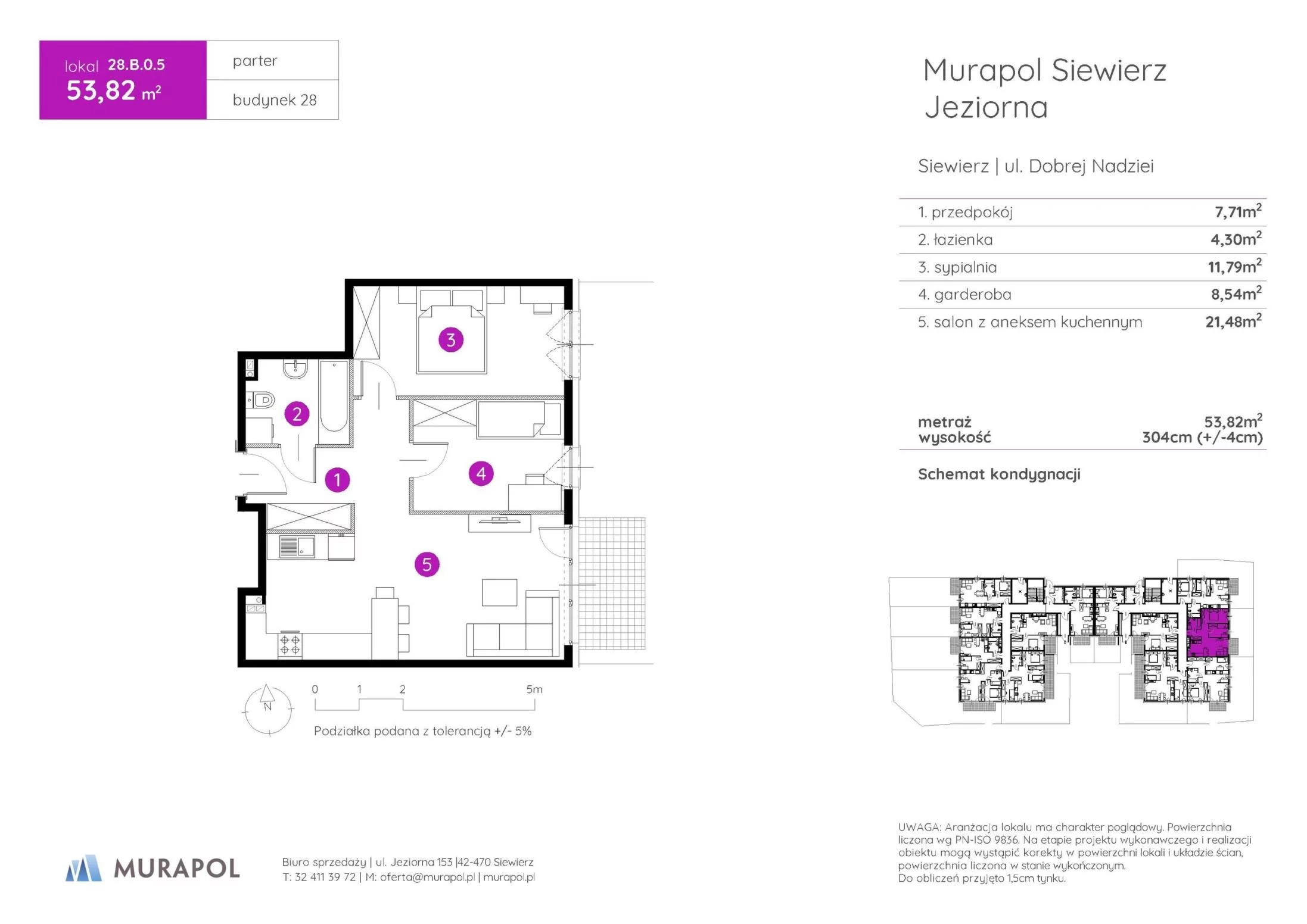 2 pokoje, mieszkanie 53,82 m², parter, oferta nr 28.B.0.5, Murapol Siewierz Jeziorna - Gotowe mieszkania, Siewierz, ul. Jeziorna 153