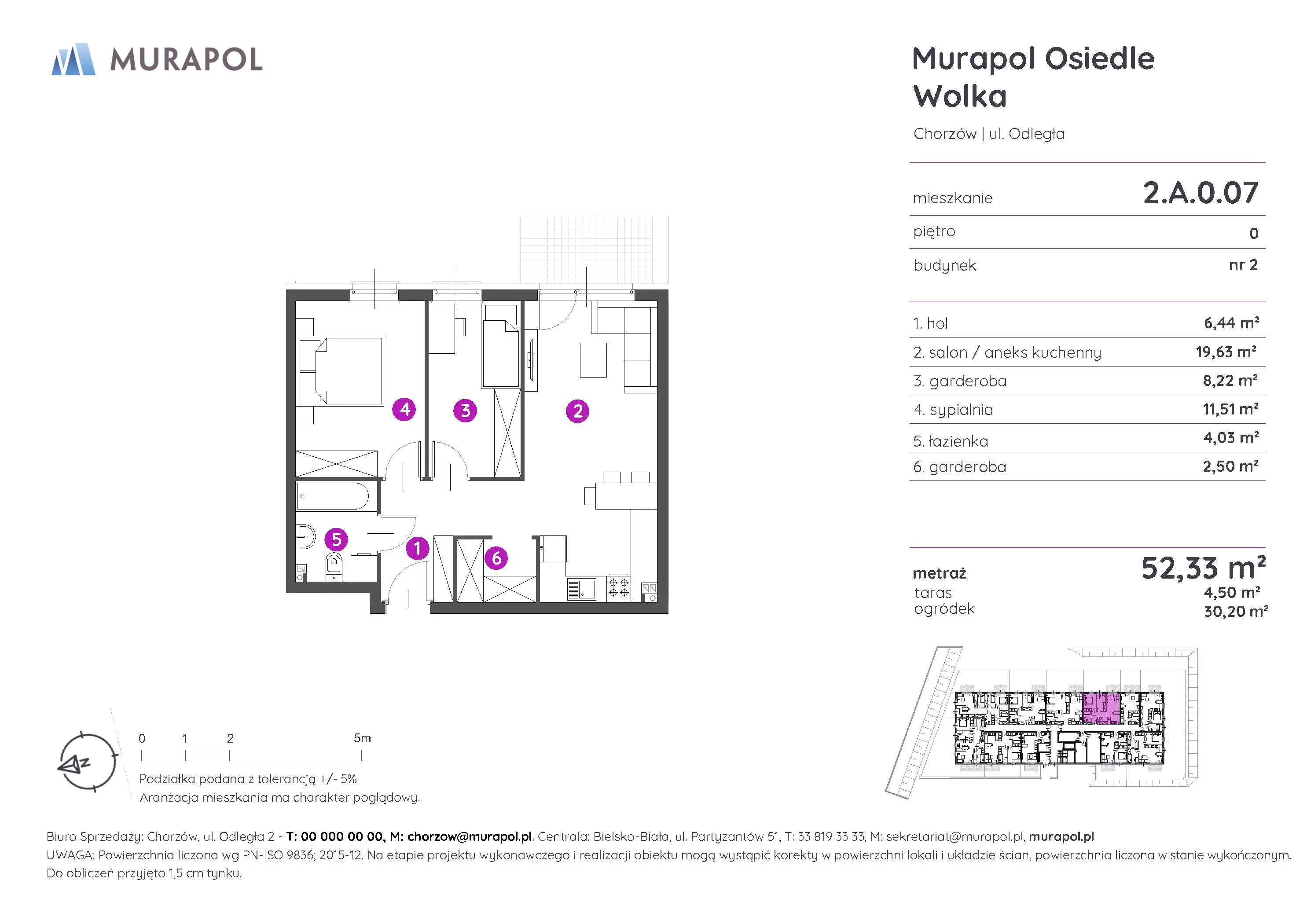 Mieszkanie 52,33 m², parter, oferta nr 2.A.0.07, Murapol Osiedle Wolka, Chorzów, Centrum, ul. Odległa