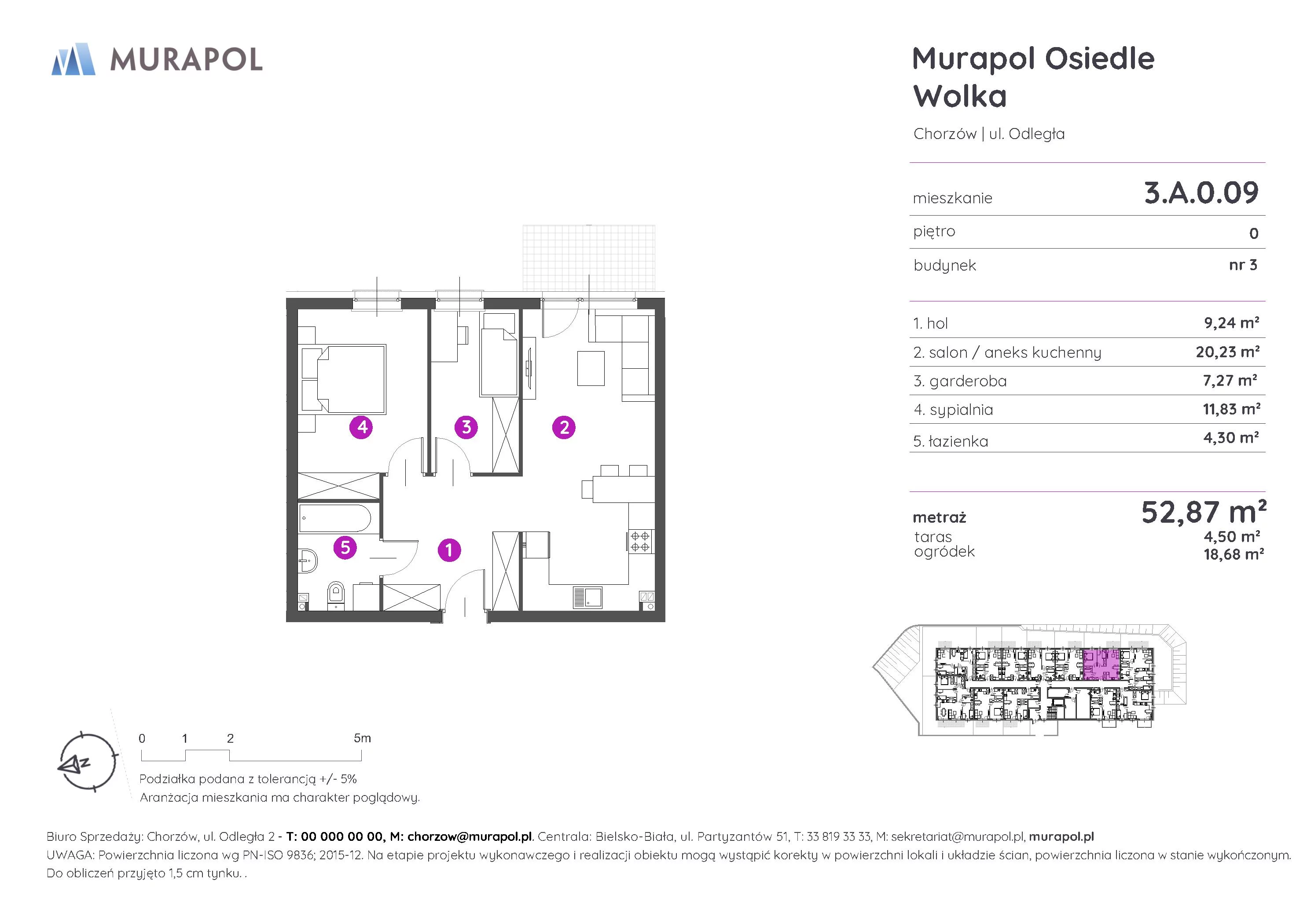 Mieszkanie 52,87 m², parter, oferta nr 3.A.0.09, Murapol Osiedle Wolka, Chorzów, Centrum, ul. Odległa