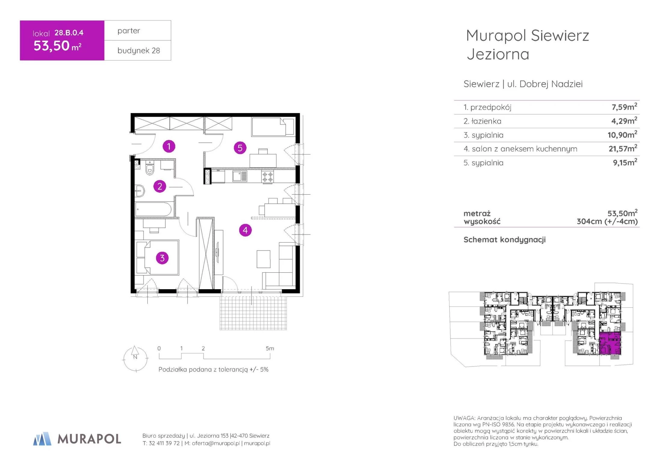 3 pokoje, mieszkanie 53,50 m², parter, oferta nr 28.B.0.4, Murapol Siewierz Jeziorna - Gotowe mieszkania, Siewierz, ul. Jeziorna 153