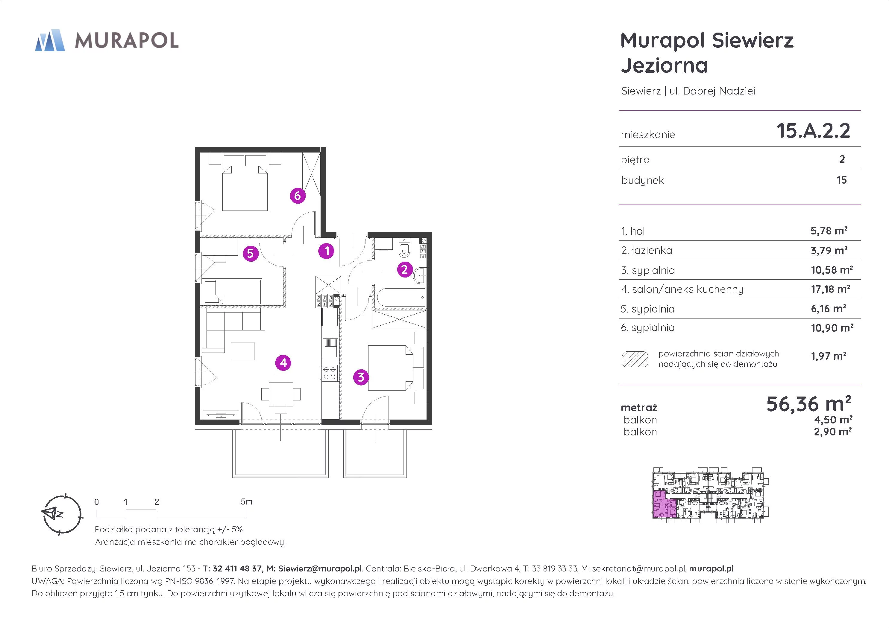 Mieszkanie 56,36 m², piętro 2, oferta nr 15.A.2.2, Murapol Siewierz Jeziorna, Siewierz, ul. Jeziorna 153