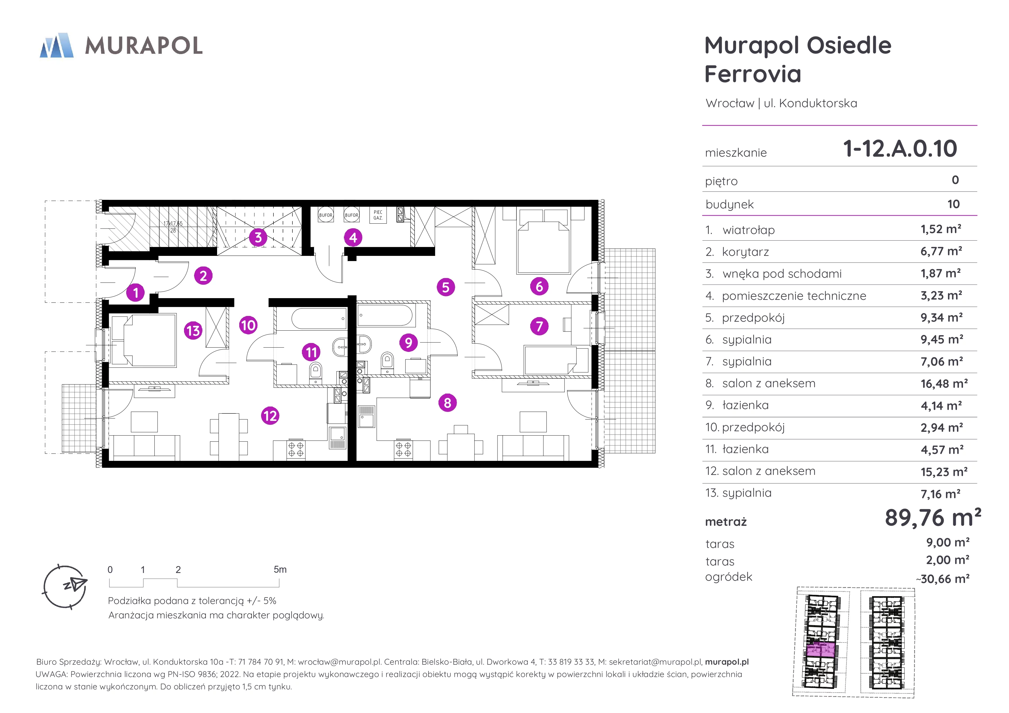 Mieszkanie 89,76 m², parter, oferta nr 1-12.A.0.10, Murapol Osiedle Ferrovia, Wrocław, Brochów, Krzyki, ul. Konduktorska