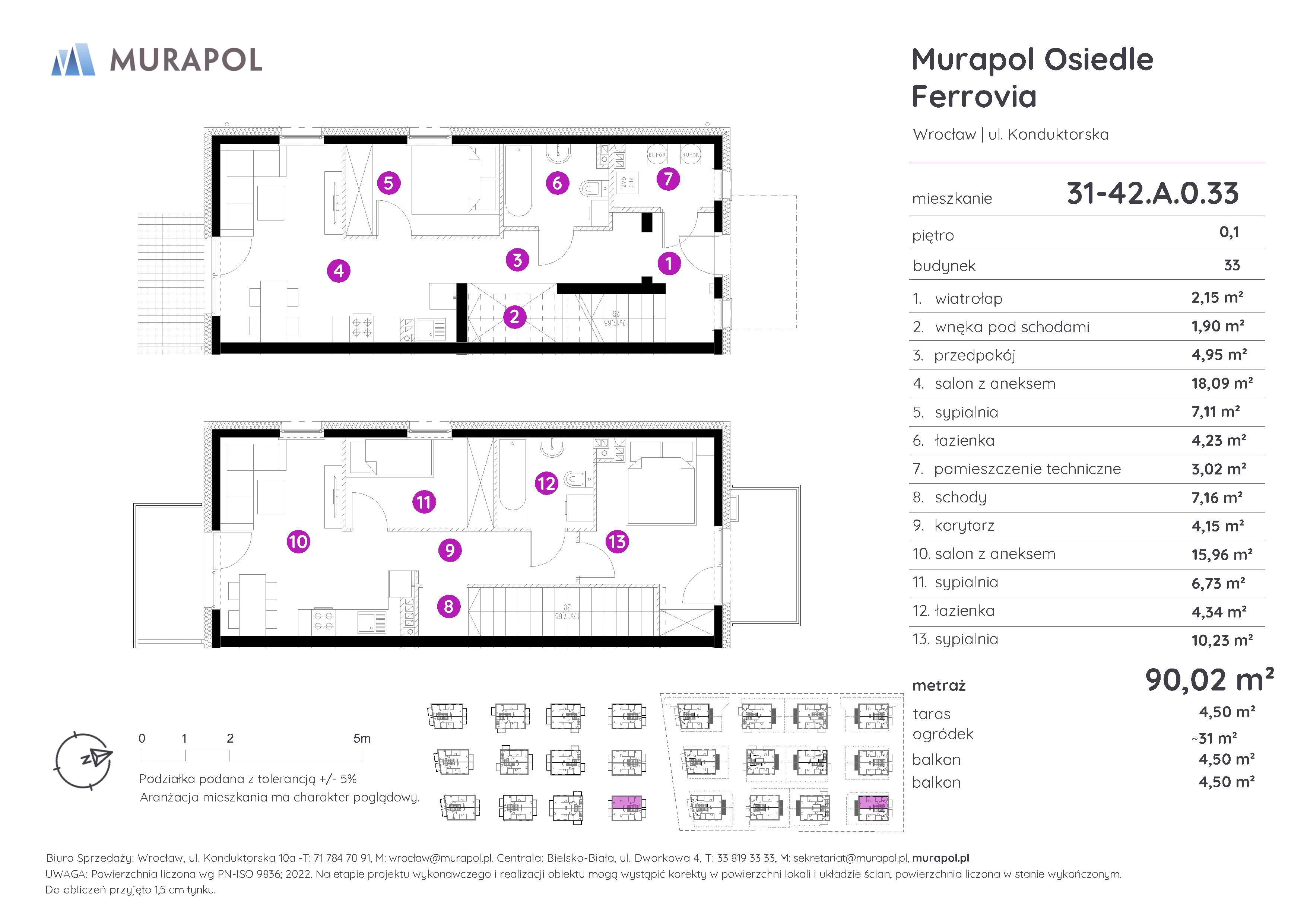 Mieszkanie 90,02 m², parter, oferta nr 31-42.A.0.33, Murapol Osiedle Ferrovia, Wrocław, Brochów, Krzyki, ul. Konduktorska