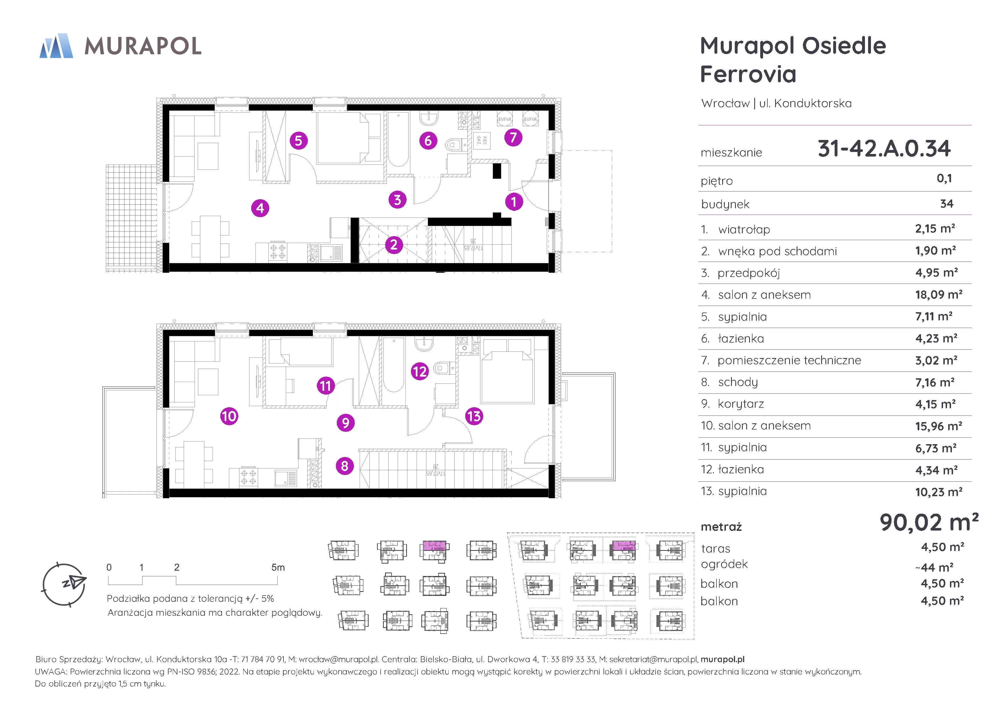 Mieszkanie 90,02 m², parter, oferta nr 31-42.A.0.34, Murapol Osiedle Ferrovia, Wrocław, Brochów, Krzyki, ul. Konduktorska