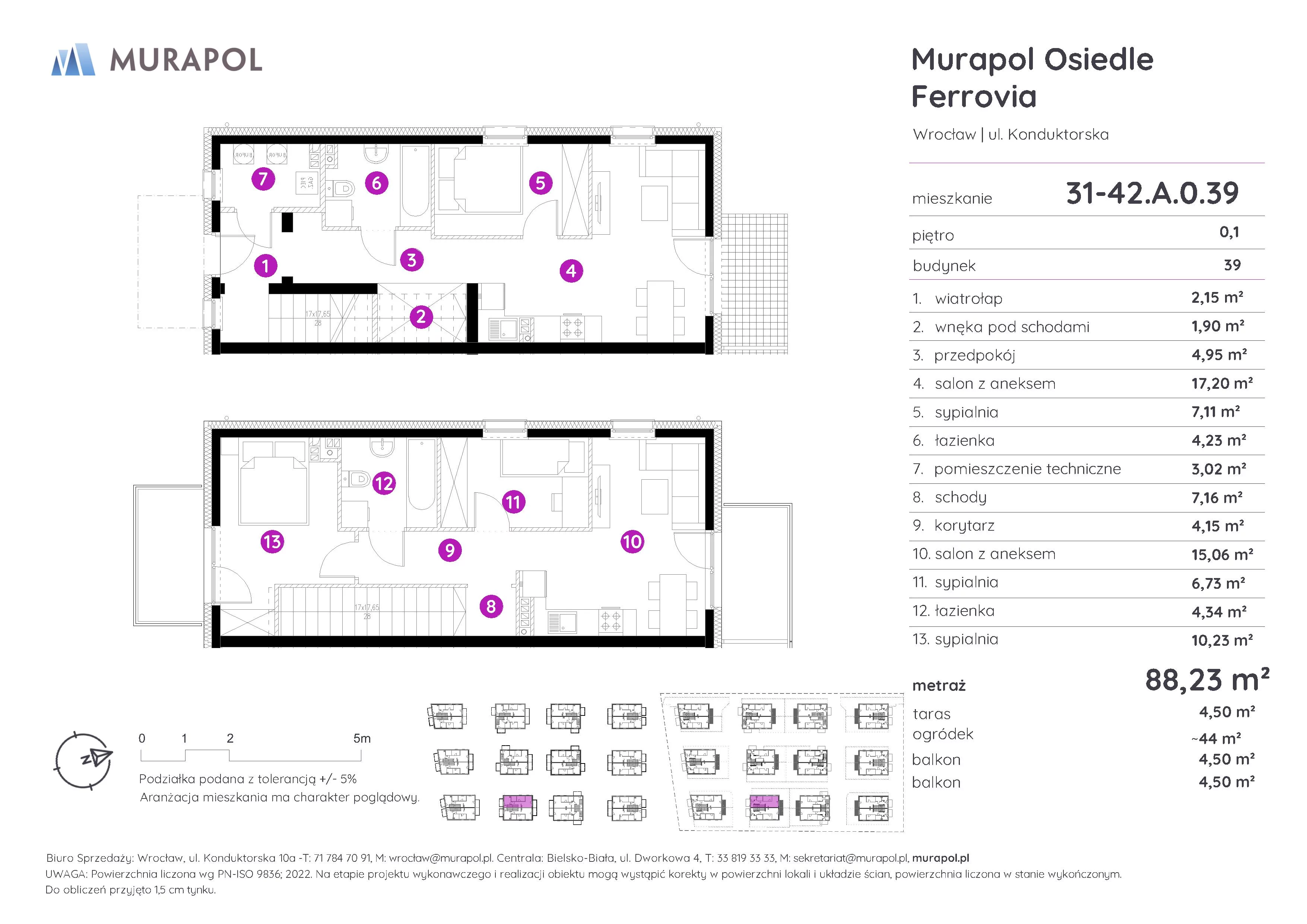 Mieszkanie 88,23 m², parter, oferta nr 31-42.A.0.39, Murapol Osiedle Ferrovia, Wrocław, Brochów, Krzyki, ul. Konduktorska