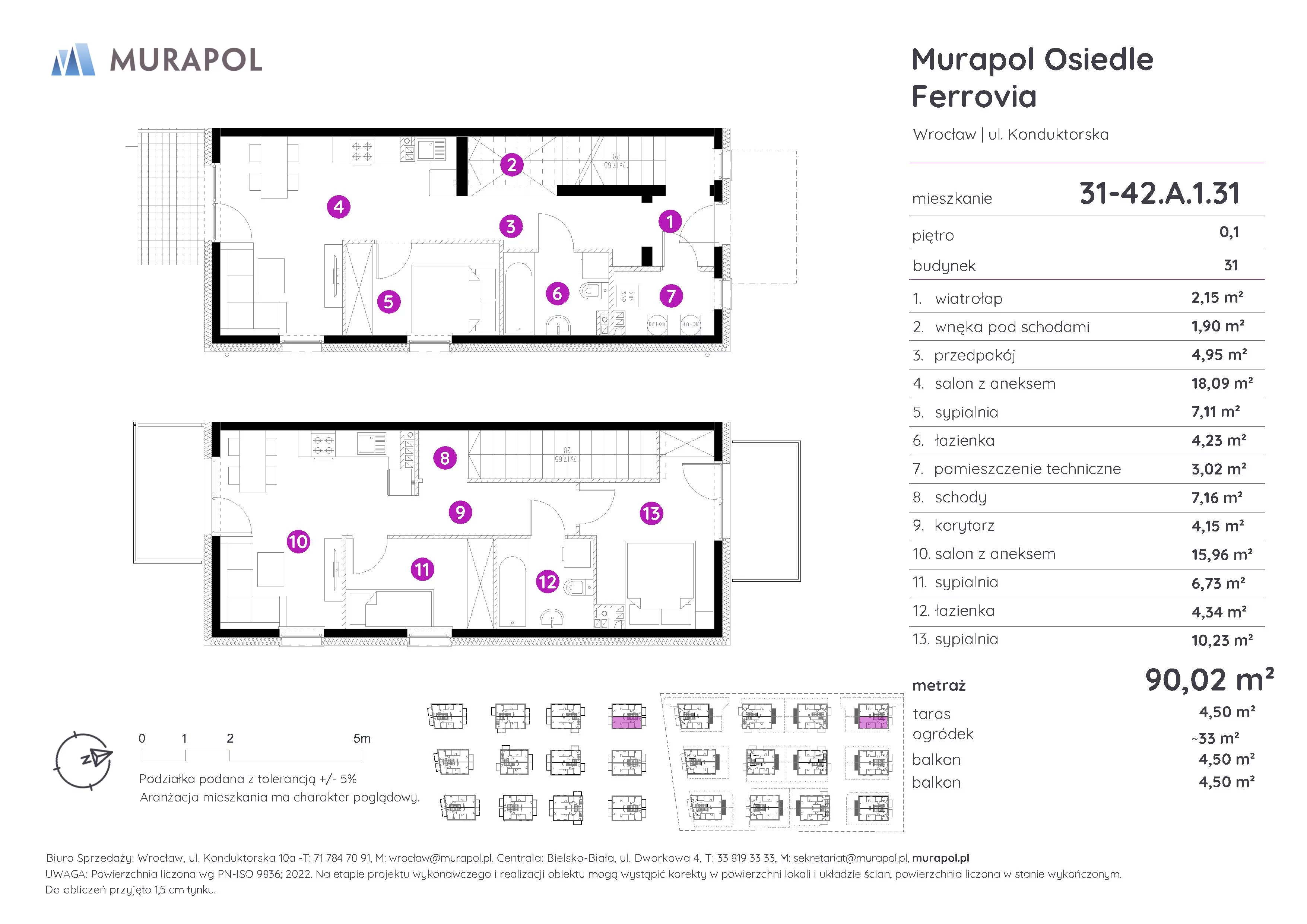 Mieszkanie 90,02 m², parter, oferta nr 31-42.A.1.31, Murapol Osiedle Ferrovia, Wrocław, Brochów, Krzyki, ul. Konduktorska