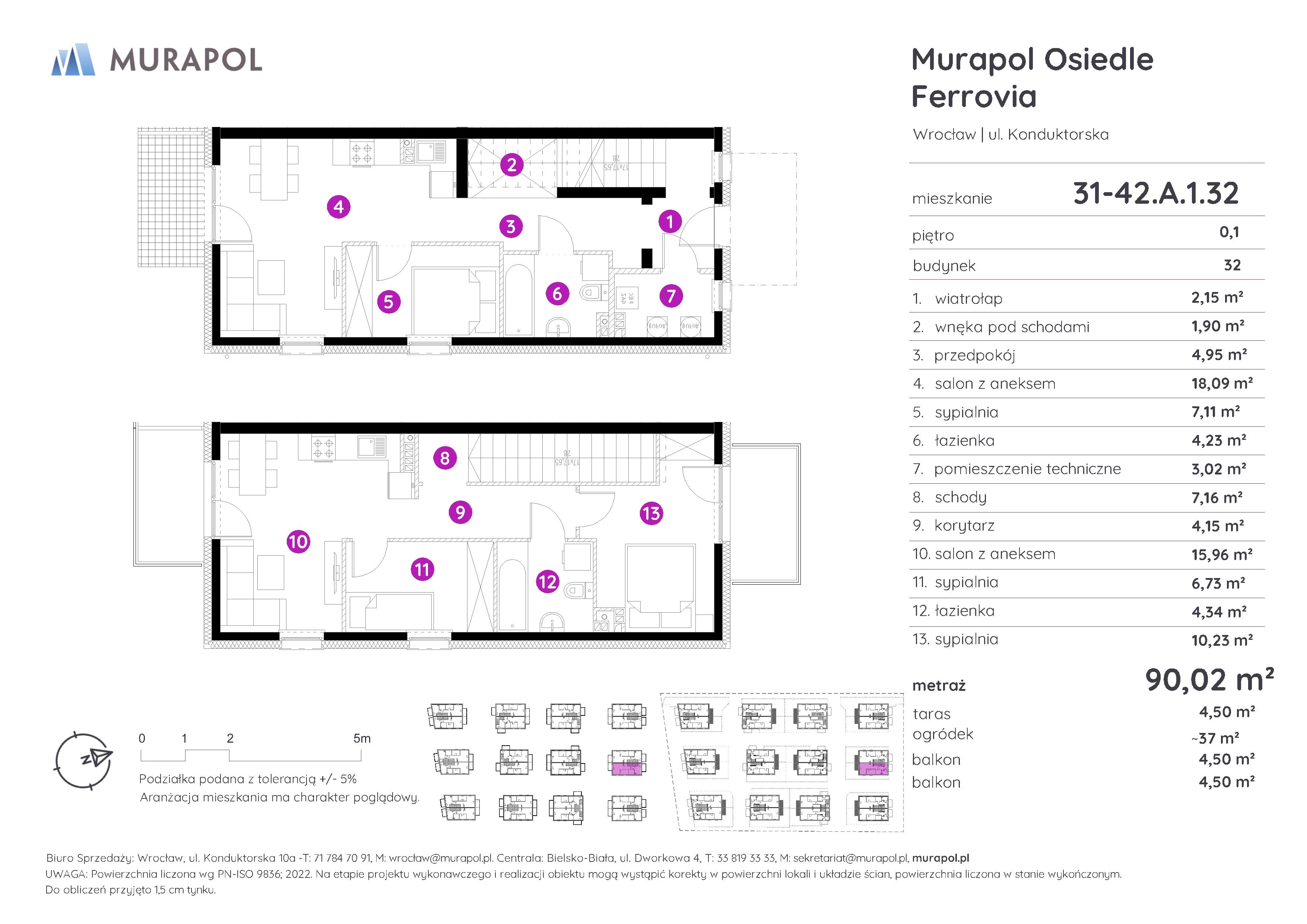 Mieszkanie 90,02 m², parter, oferta nr 31-42.A.1.32, Murapol Osiedle Ferrovia, Wrocław, Brochów, Krzyki, ul. Konduktorska