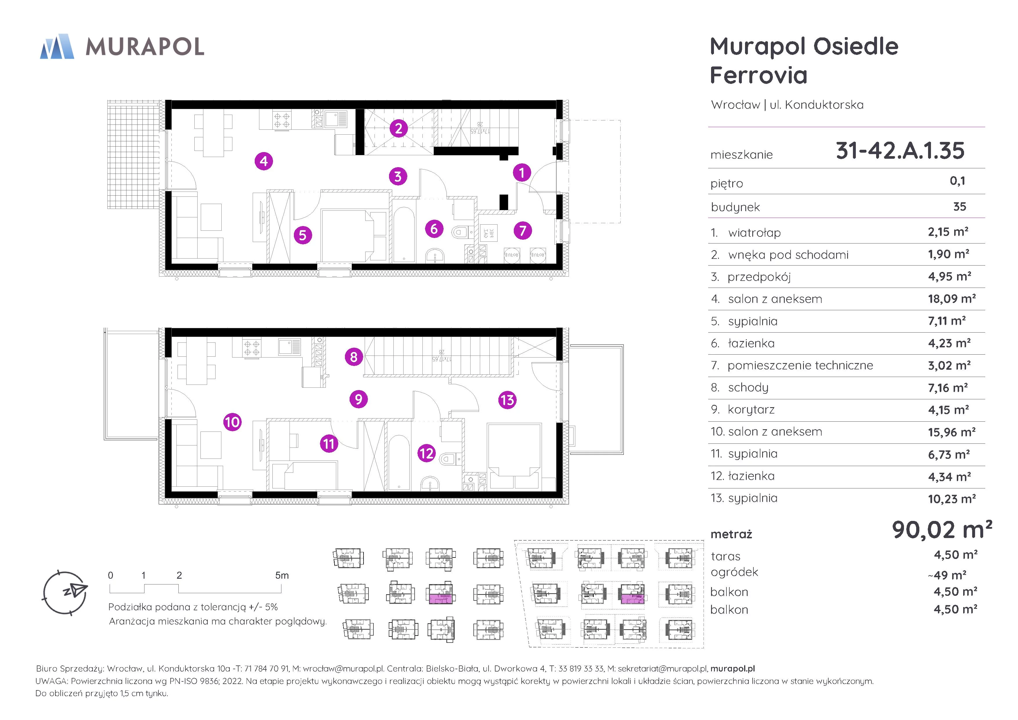 Mieszkanie 90,02 m², parter, oferta nr 31-42.A.1.35, Murapol Osiedle Ferrovia, Wrocław, Brochów, Krzyki, ul. Konduktorska