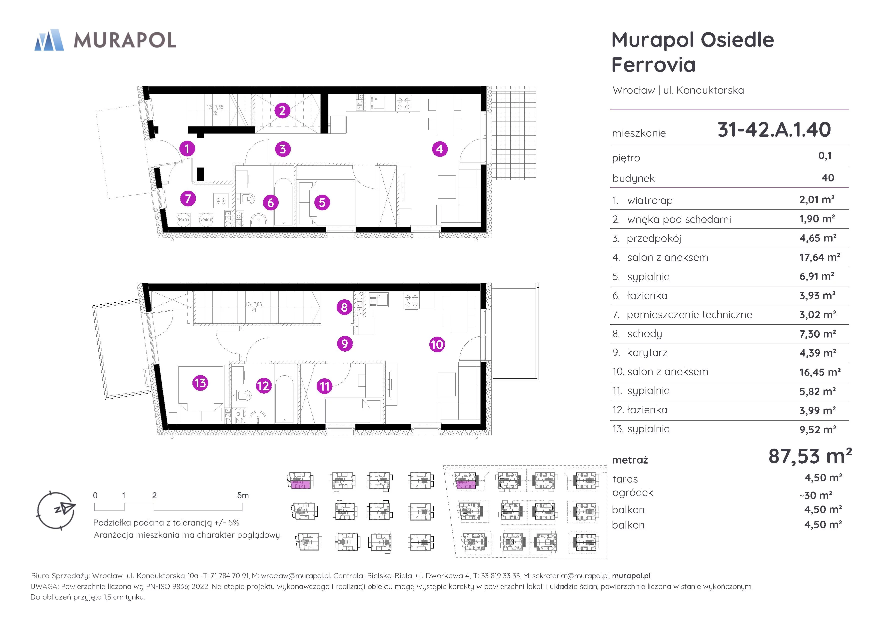 Mieszkanie 87,53 m², parter, oferta nr 31-42.A.1.40, Murapol Osiedle Ferrovia, Wrocław, Brochów, Krzyki, ul. Konduktorska