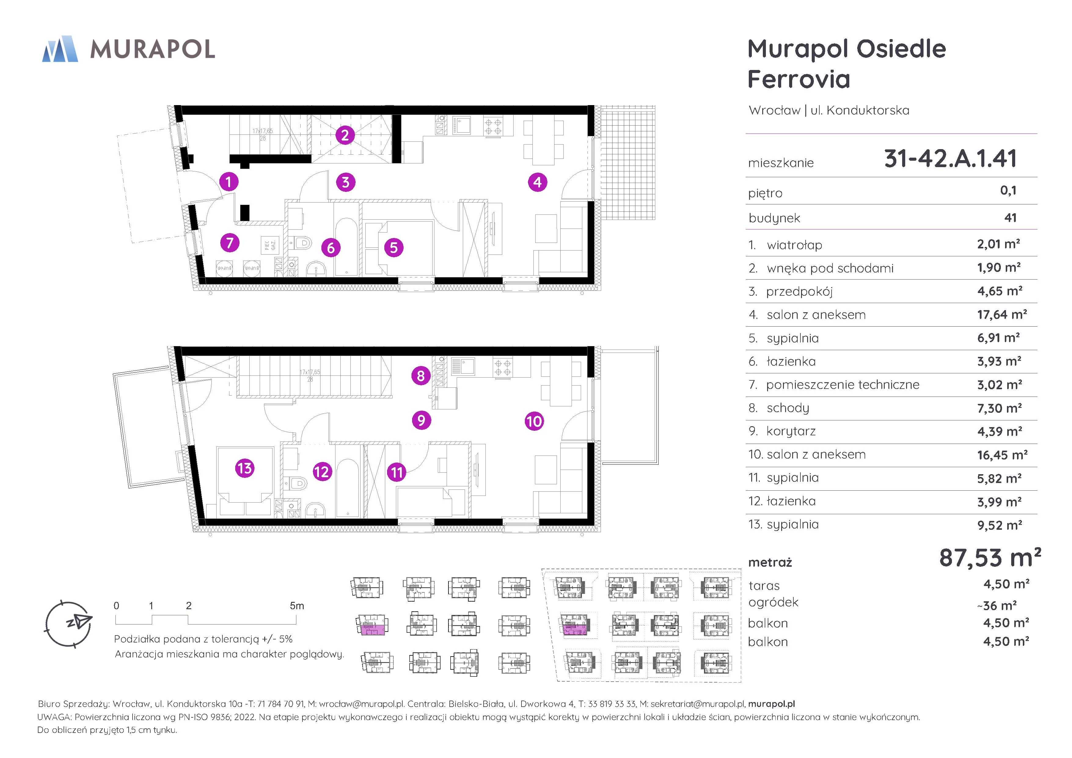 Mieszkanie 87,53 m², parter, oferta nr 31-42.A.1.41, Murapol Osiedle Ferrovia, Wrocław, Brochów, Krzyki, ul. Konduktorska