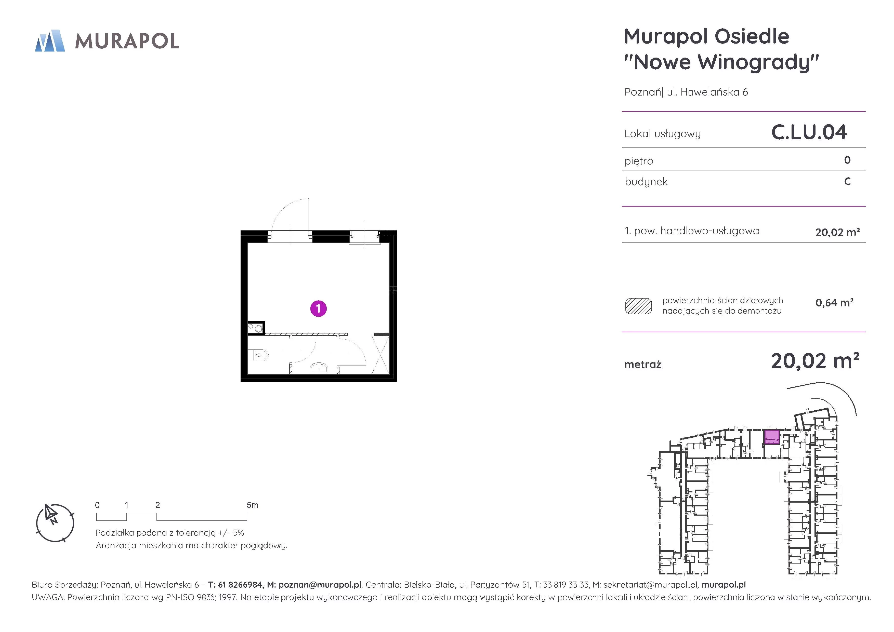 Lokal użytkowy 20,02 m², oferta nr C.LU.04, Nowe Winogrady - lokale użytkowe, Poznań, Winogrady, Nowe Winogrady, ul. Hawelańska 6