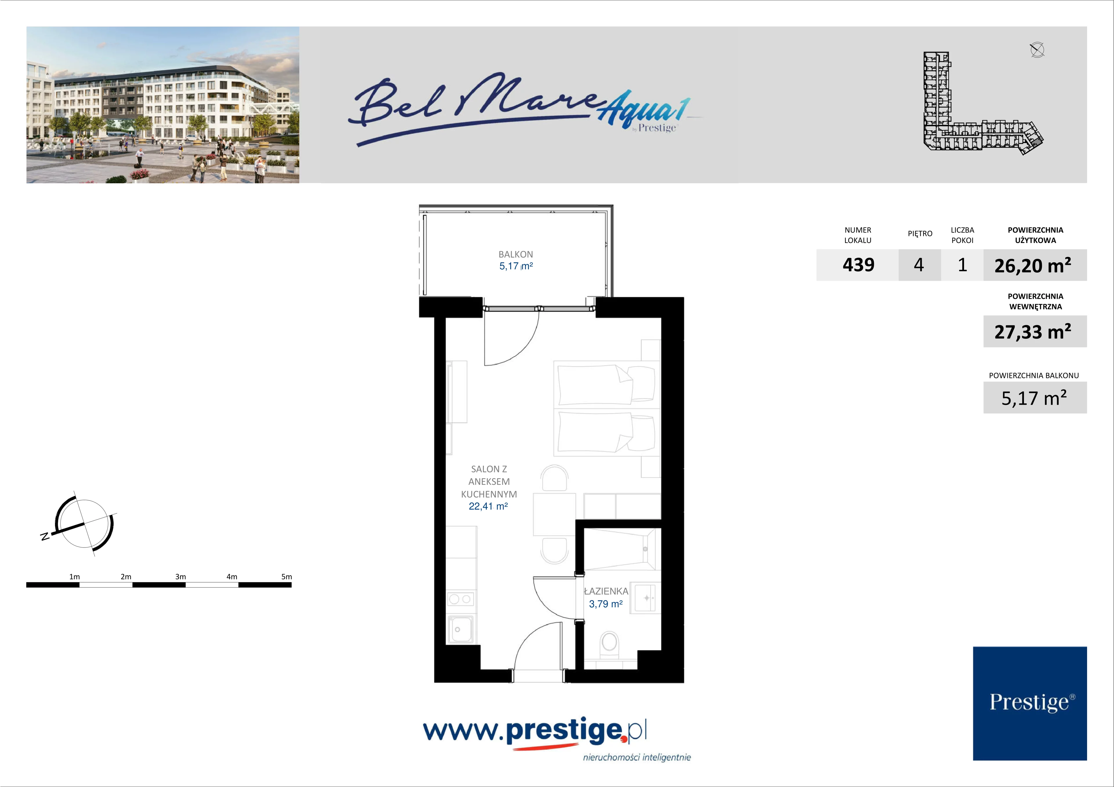 1 pokój, apartament 27,33 m², piętro 4, oferta nr AQUA-1-439, Bel Mare, Międzyzdroje, ul. Nowomyśliwska