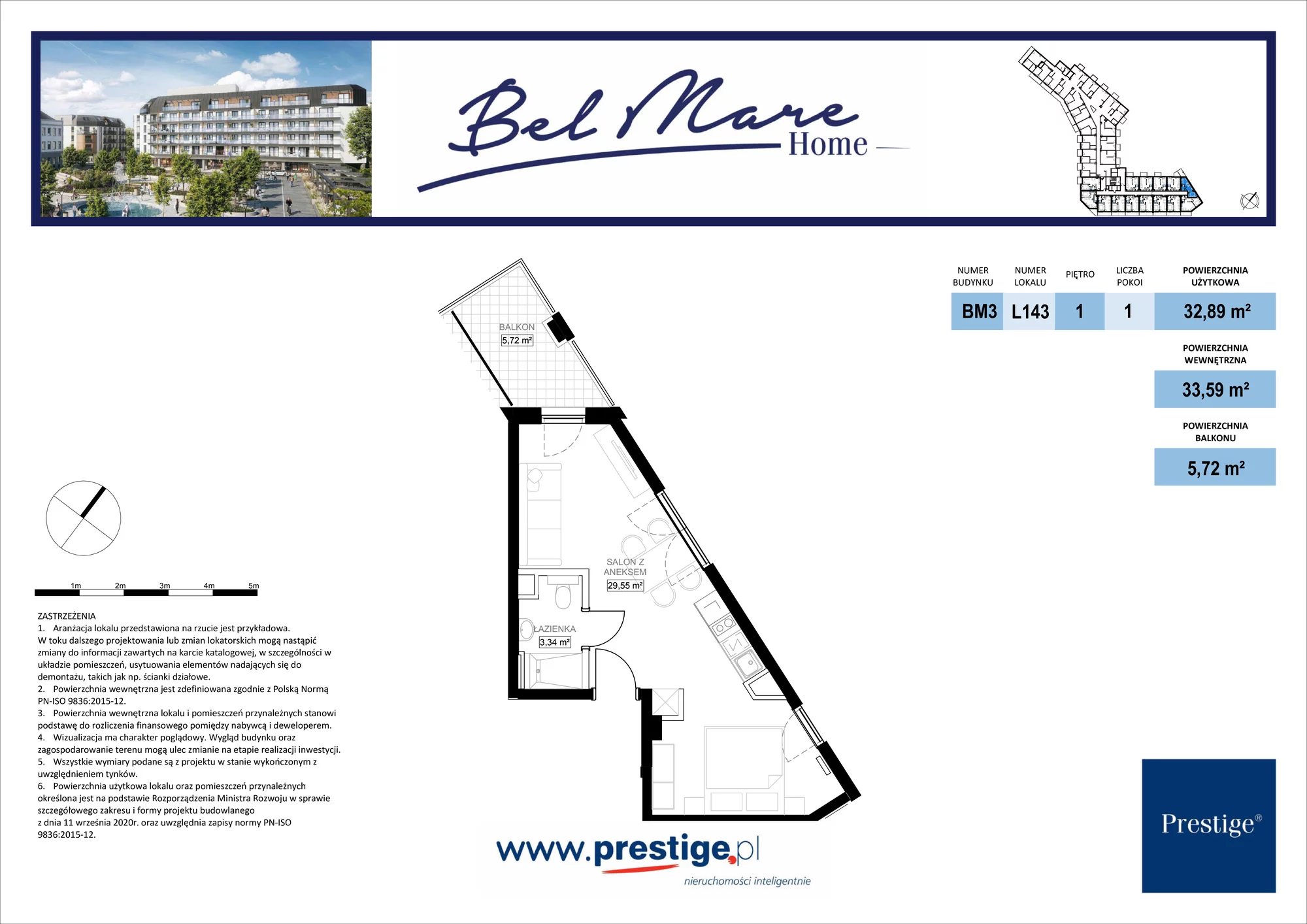 2 pokoje, mieszkanie 33,59 m², piętro 1, oferta nr L143, Bel Mare Home, Międzyzdroje, ul. Nowomyśliwska