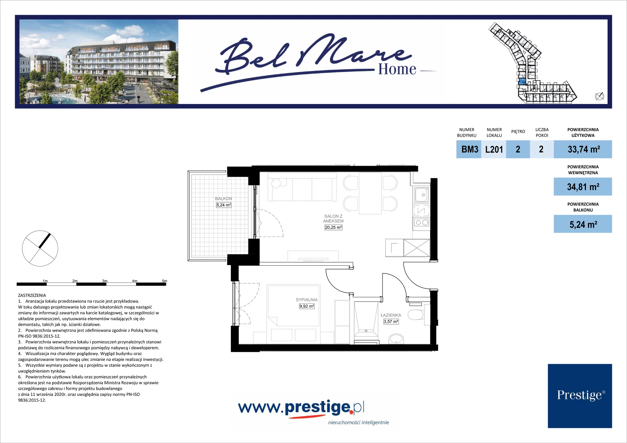 2 pokoje, mieszkanie 34,81 m², piętro 2, oferta nr L201, Bel Mare Home, Międzyzdroje, ul. Nowomyśliwska