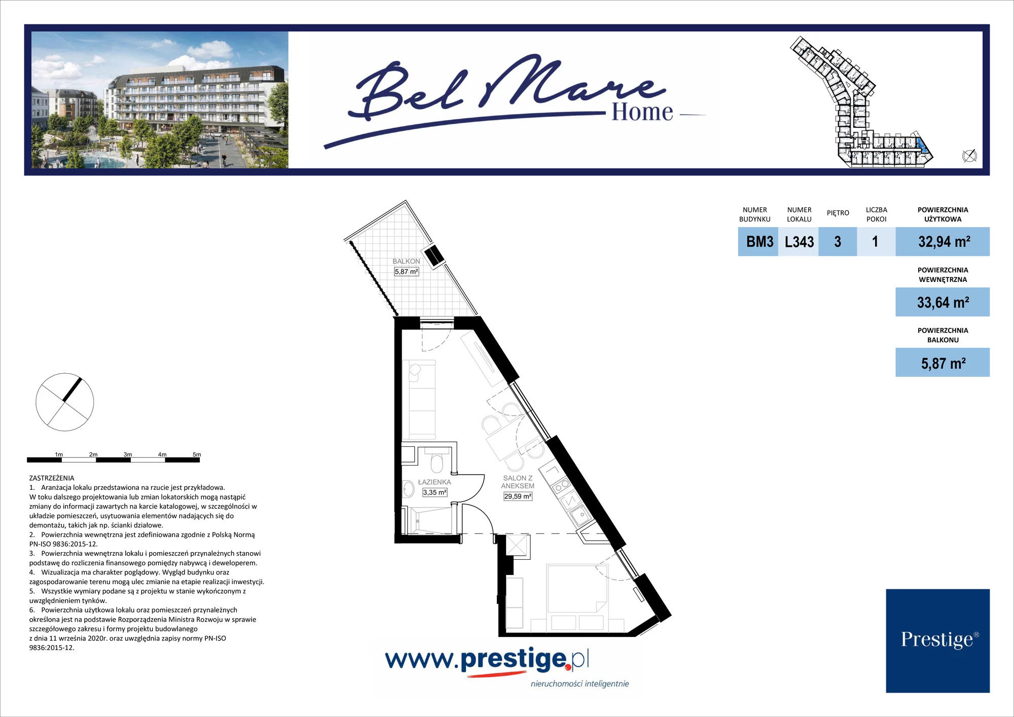 2 pokoje, mieszkanie 33,64 m², piętro 3, oferta nr L343, Bel Mare Home, Międzyzdroje, ul. Nowomyśliwska