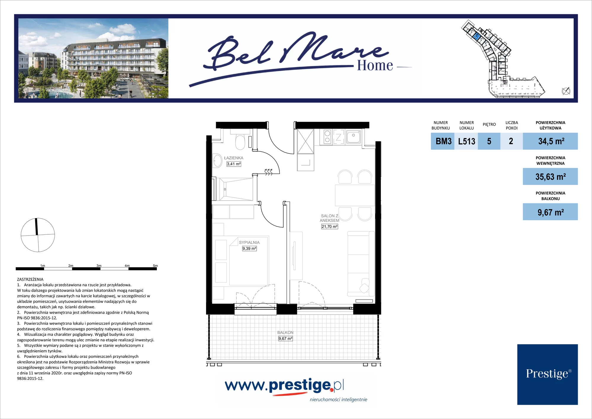 2 pokoje, mieszkanie 35,63 m², piętro 5, oferta nr L513, Bel Mare Home, Międzyzdroje, ul. Nowomyśliwska