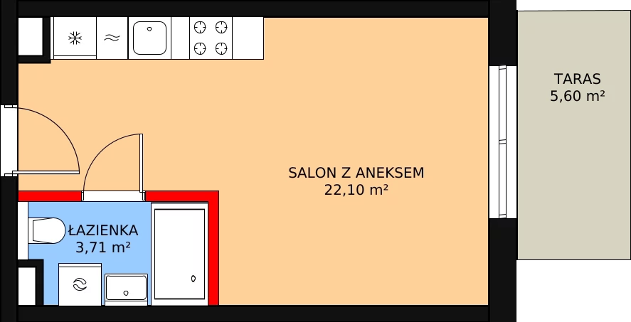 1 pokój, mieszkanie 27,17 m², piętro 1, oferta nr AQUA-1-111, Bel Mare, Międzyzdroje, ul. Nowomyśliwska