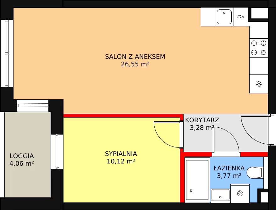 2 pokoje, mieszkanie 45,37 m², piętro 2, oferta nr AQUA-1-202, Bel Mare, Międzyzdroje, ul. Nowomyśliwska