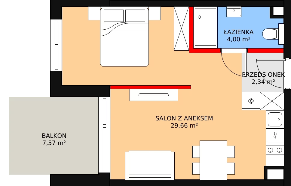 Mieszkanie 37,61 m², parter, oferta nr F.113, Bel Mare, Międzyzdroje, ul. Nowomyśliwska