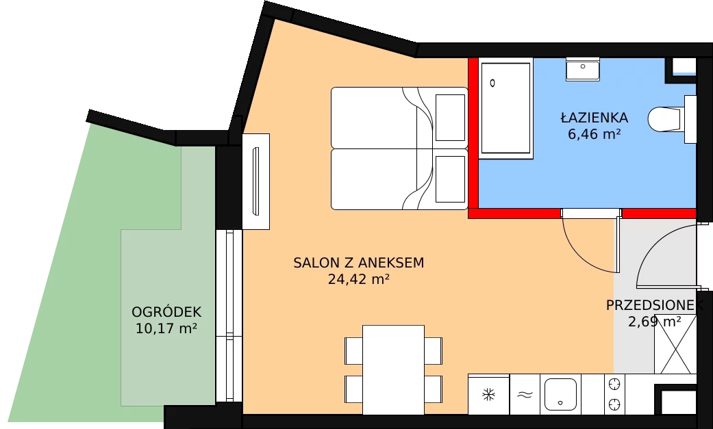 Mieszkanie 35,13 m², parter, oferta nr F.123, Bel Mare, Międzyzdroje, ul. Nowomyśliwska