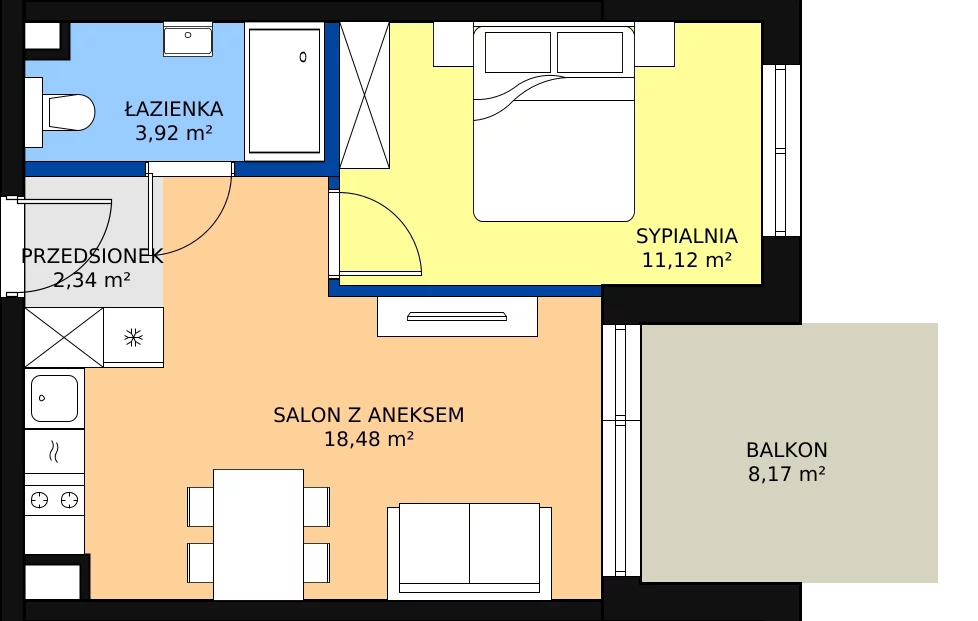 2 pokoje, apartament 35,80 m², parter, oferta nr F.133, Bel Mare, Międzyzdroje, ul. Nowomyśliwska
