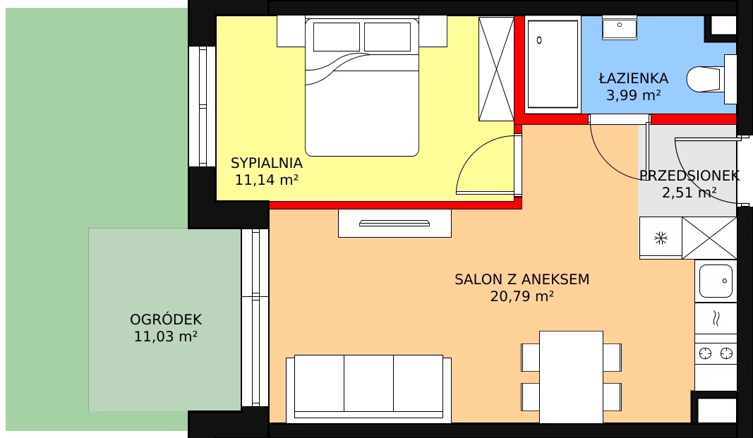 Apartament 40,30 m², parter, oferta nr F.134, Bel Mare, Międzyzdroje, ul. Nowomyśliwska