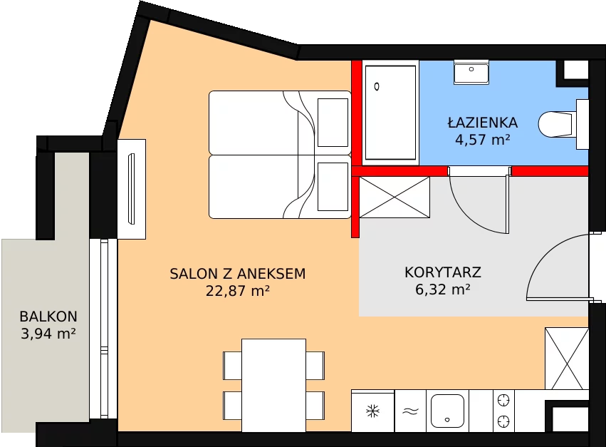 Mieszkanie 35,25 m², piętro 2, oferta nr F.325, Bel Mare, Międzyzdroje, ul. Nowomyśliwska