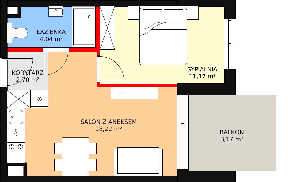 2 pokoje, mieszkanie 37,75 m², piętro 2, oferta nr F.331, Bel Mare, Międzyzdroje, ul. Nowomyśliwska