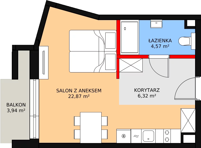 Mieszkanie 35,32 m², piętro 3, oferta nr F.425, Bel Mare, Międzyzdroje, ul. Nowomyśliwska