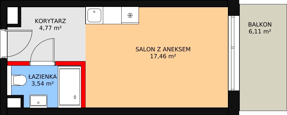 1 pokój, mieszkanie 26,91 m², piętro 1, oferta nr Aqua Resort_101, Bel Mare, Międzyzdroje, ul. Nowomyśliwska