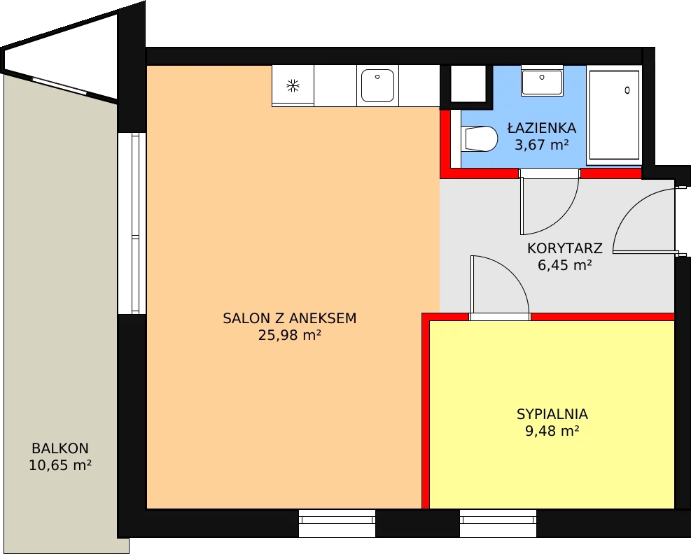 2 pokoje, mieszkanie 47,28 m², piętro 1, oferta nr Aqua Resort_126, Bel Mare, Międzyzdroje, ul. Nowomyśliwska