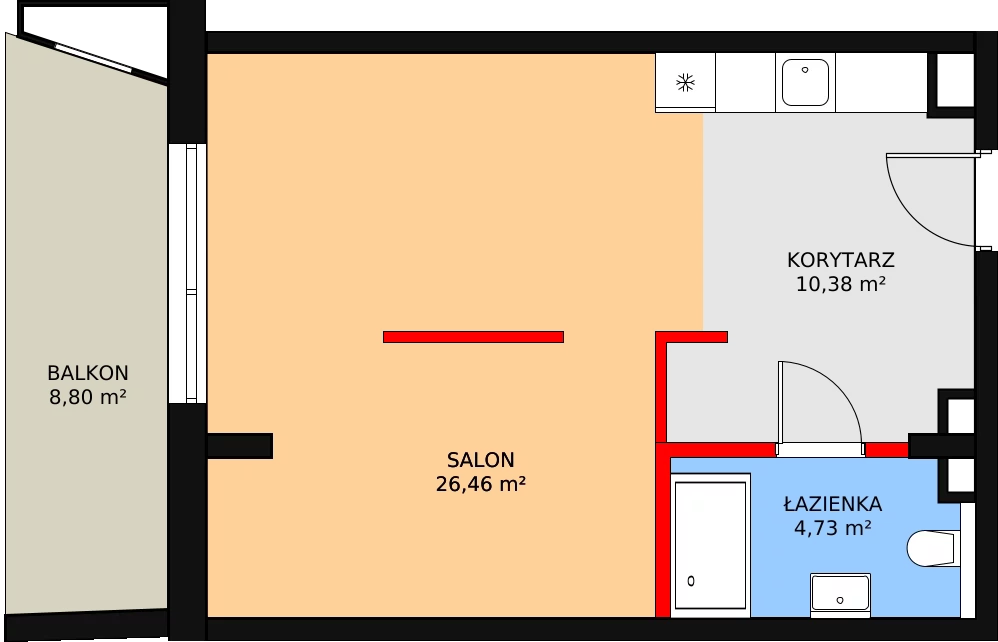 Mieszkanie 43,60 m², piętro 2, oferta nr Aqua Resort_206, Bel Mare, Międzyzdroje, ul. Nowomyśliwska