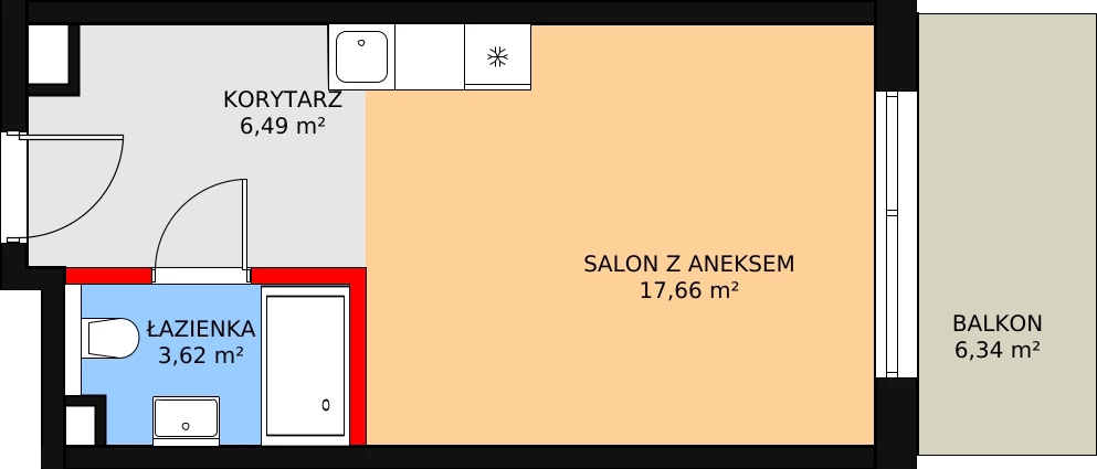 Mieszkanie 28,88 m², piętro 2, oferta nr Aqua Resort_207, Bel Mare, Międzyzdroje, ul. Nowomyśliwska