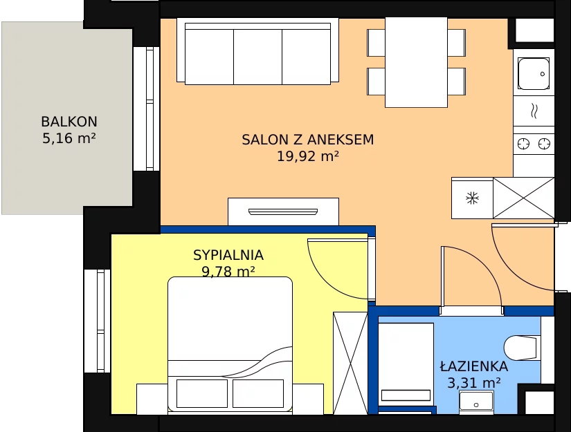 Zalety mieszkania 34.41 m², L103