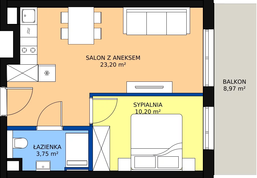Zalety mieszkania 38.74 m², L136