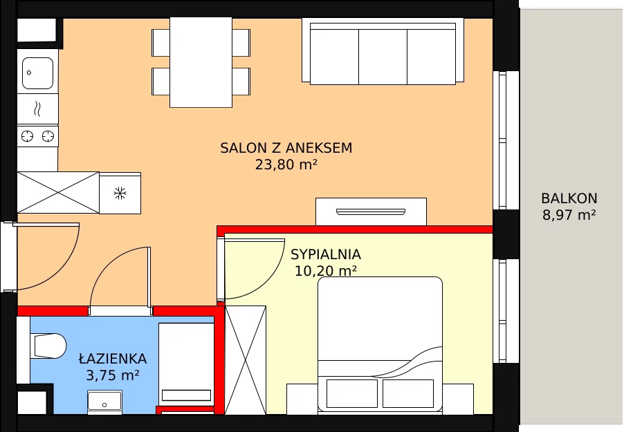 Zalety mieszkania 39.35 m², L142