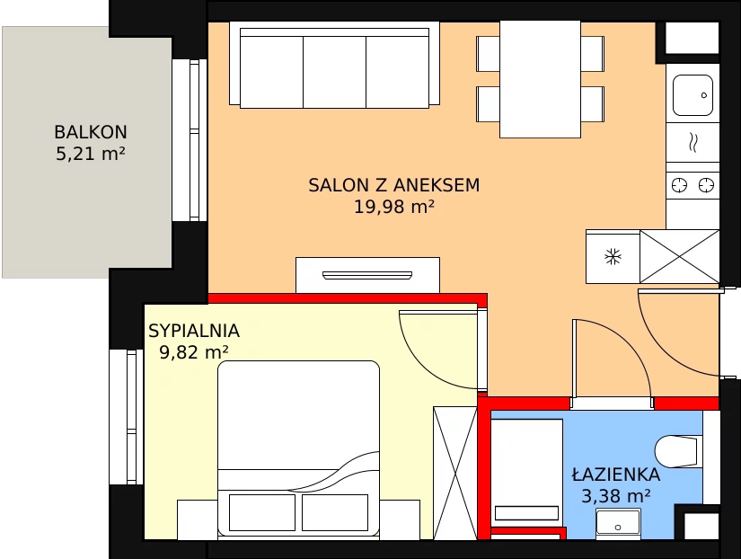 Zalety mieszkania 34.59 m², L205