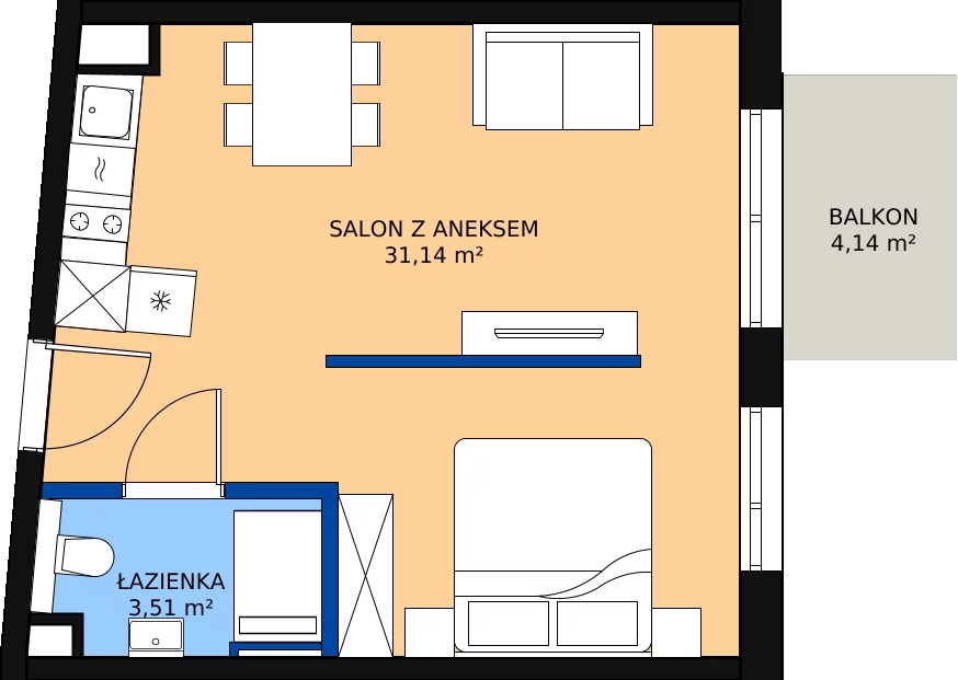 Zalety mieszkania 35.93 m², L314