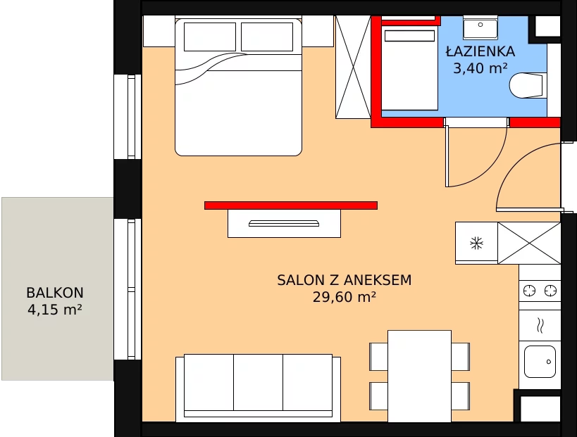 Zalety mieszkania 34.21 m², L337