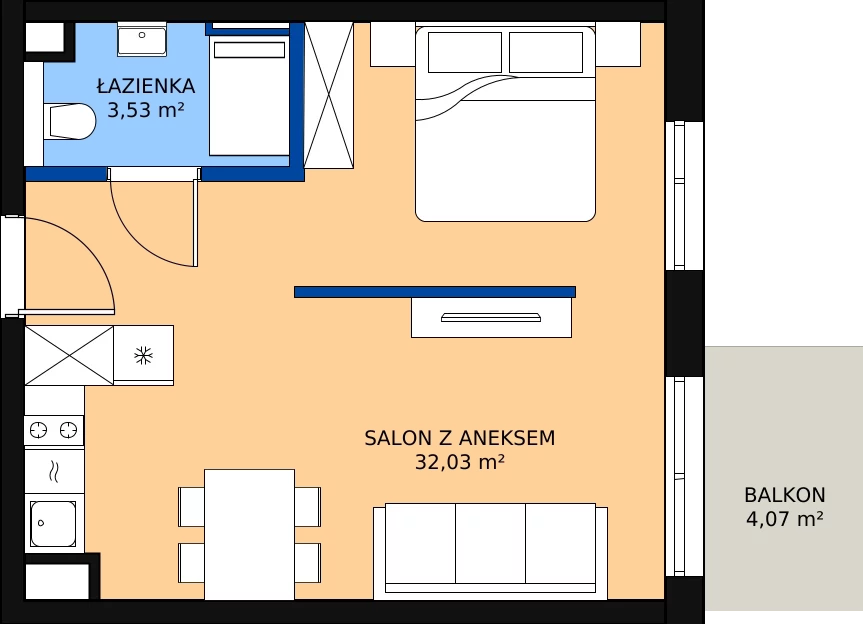 Zalety mieszkania 36.84 m², L402